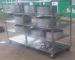 Stainless Steel Sufuria Mobile Storage Rack