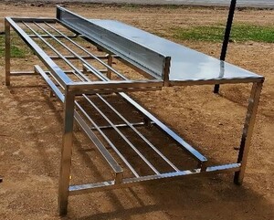 Stainless Steel Table With Raised Back and Grill